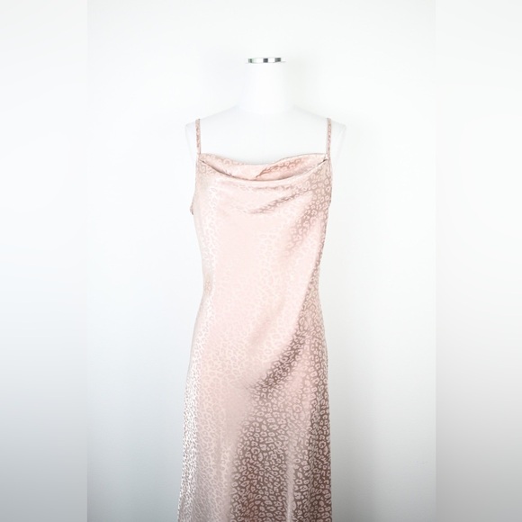 Bebe Cowl Neck NWT Leopard Pink Satin Dress - Picture 8 of 9